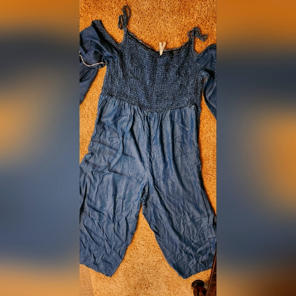 Blue Off-Shoulder Jumpsuit